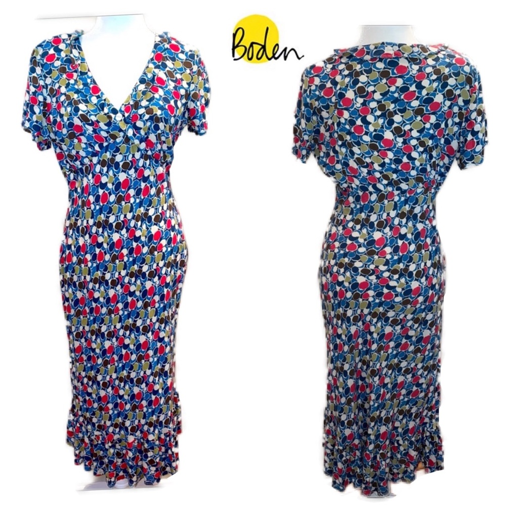 Boden Violette  Ruffle Neck Maxi Dress.   Size 14R